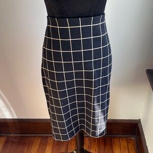 Ann Taylor Black and White Checkered Pencil Skirt